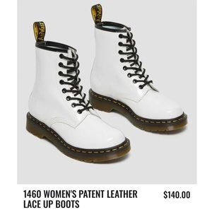 DR MARTENS WHITE 1460 WOMEN'S PATENT LEATHER BOOTS